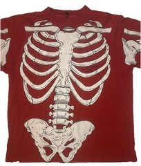 Y2K Raw Blue Shirt Mens 3XL Red Skeleton Glow In The Dark* Read Graphic Tee VTG