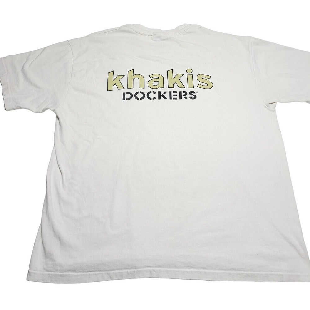 Vintage Dockers Khakis Promo T-Shirt Made in USA Hanes Size XL Y2k