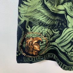 Yazbek Aztec Mayan Graphic T-Shirt Black Green Men Large All Over Print Mexico