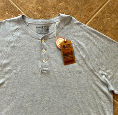 Faherty Cloud Henley T Shirt Mens XXL Light Blue Heather Long Sleeve $98 NWT