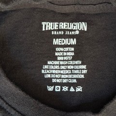 True Religion Mens Black Cotton Horseshoe Logo Crew Neck T-Shirt Size Medium