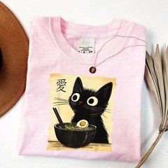 Cat Ramen T-Shirt Funny Japanese Kawaii Anime Cat Graphic Tee