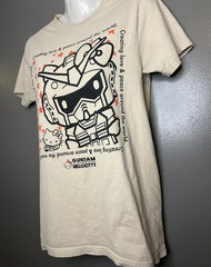 Gundam Hello Kitty Shirt Mens Small Beige Anime Graphic Tee Sanrio Robot