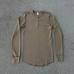 Vintage Y2K American Apparel Dexter Morgan Henley Thermal Green Medium USA Made