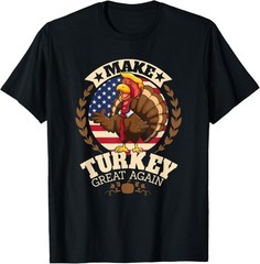 Make Turkey Great Again Funny Thanksgiving Trumpkin USA Flag T-Shirt