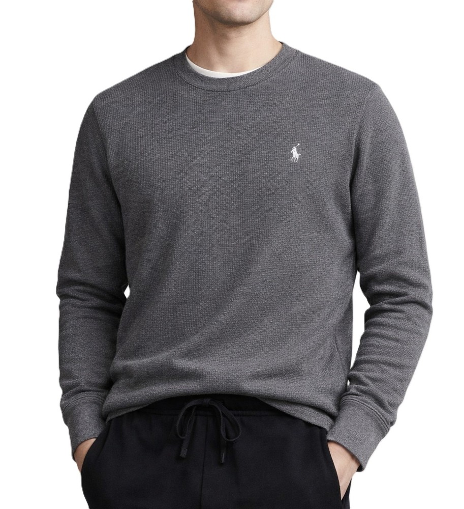 NWT- POLO RALPH LAUREN Mens Waffle Knit Thermal Long Sleeve Shirt-DK GREY: S-XXL