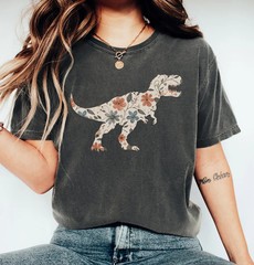 comfort floral rex dino cute comfort t-shirt