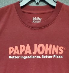 Papa John’s Shirt Pizza Burgandy Men’s Size Medium Short Sleeve