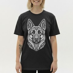 Artistic German Shepherd T-Shirt Line Art Dog Lover GSD Portrait Graphic Tee