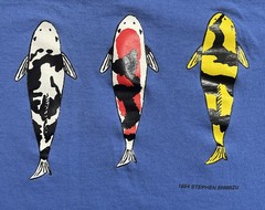 VTG 1994 Stephen Shimizu Koi Fish Fishing Nature Blue T-Shirt ADULT LARGE L READ
