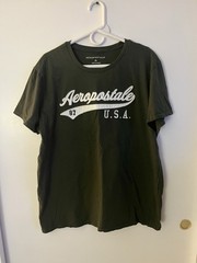 Aéropostale Men’s Green Graphic Print Logo Crew Neck Short Sleeve T-Shirt, XL