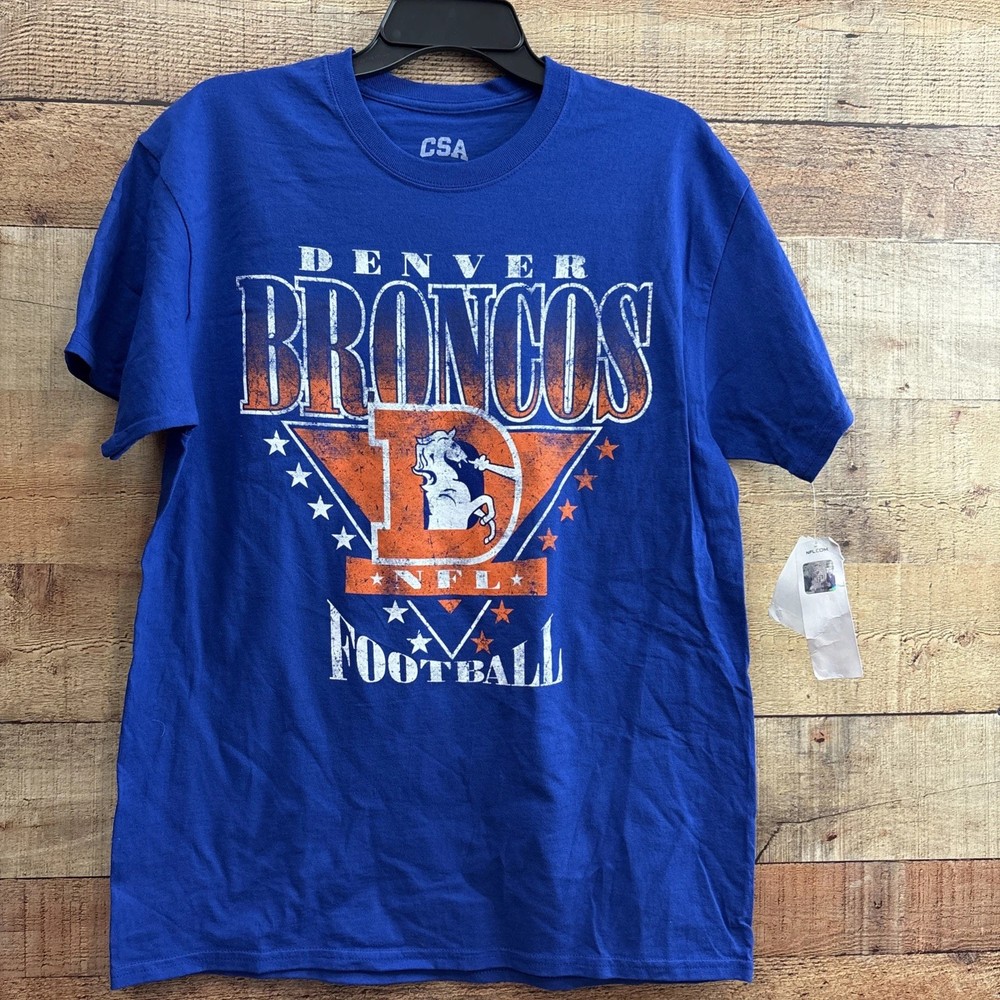 Denver team Bronco t shirt, vintage 20s, blue color, team logo lot