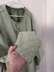 Tommy Bahama Islandzone Heather Green Henley Long Sleeve Space Dye UPF 30 3XLB