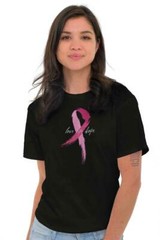 Hope Breast Cancer Pink Ribbon Strong Fight Womens Graphic Crewneck T Shirt Tee