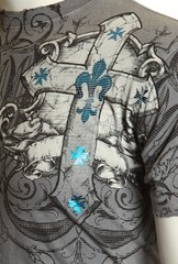 ARCHAIC by AFFLICTION Silver ARMY ANT Short Sleeve Slim Fit Y2K T-shirt NWT