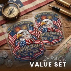 2pcs 250th Anniversary USA Car Decal Sticker, Patriotic Bald Eagle 1776–2026 V