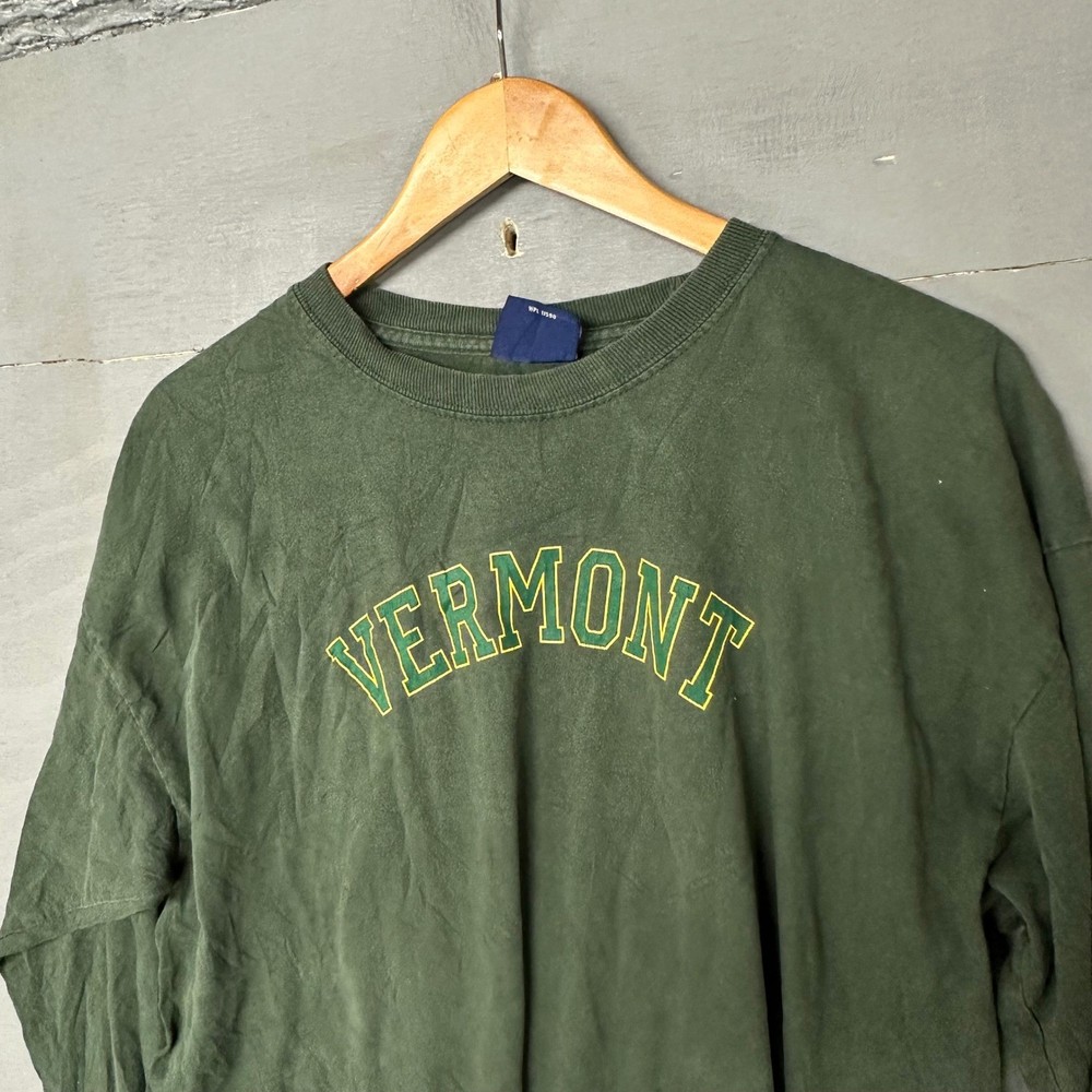 MV Sport Vermont Long Sleeve T-Shirt Mens XL Forest Green Embroidered Graphic