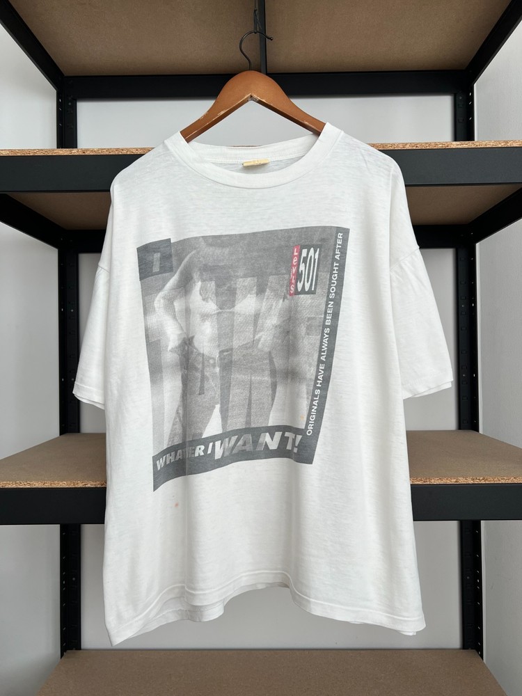 Vintage 90s Levis Levi’s 501 Sexy Girl Promo White T-shirt Sz L