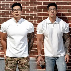 2025 Summer Simple Solid-color Chinese Polo Henry Collar Sporty Casual Breathabl