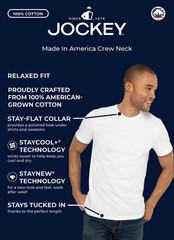 Jockey Men’s Made in America 100% Cotton Crew Neck Undershirt – 2 Pack