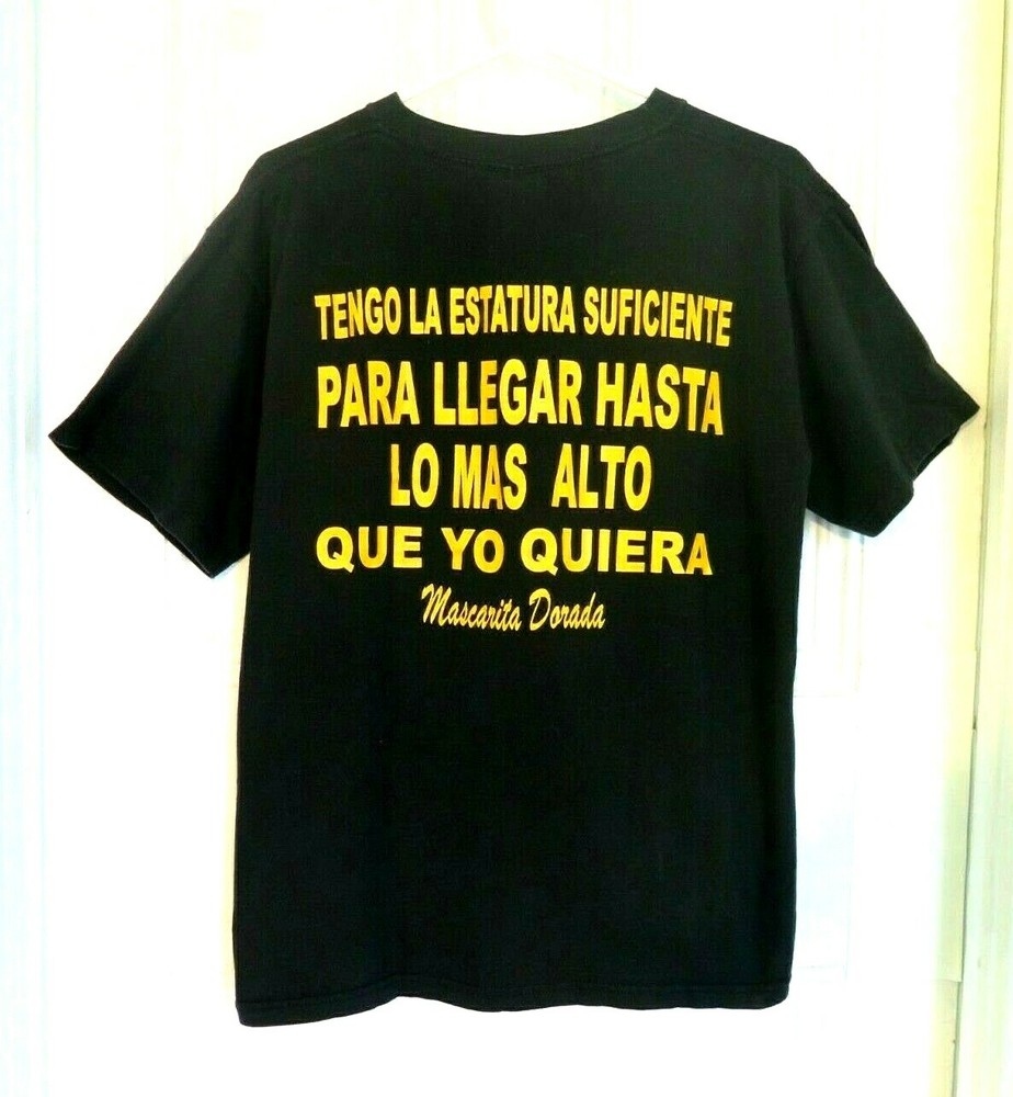 WWE Mascarita Dorada Black Red T-Shirt size L Yazbek Brand Mexican Wrestler