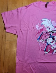 Hazbin Hotel Angel Dust Summer Splatter XL Pink Shirt Vivziepop Sharkrobot
