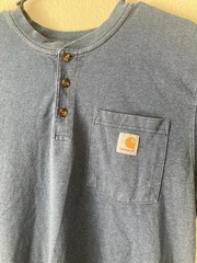 Carhartt Pocket Henley Tee Men Medium Blue Short Sleeve Workwear Casual Logo