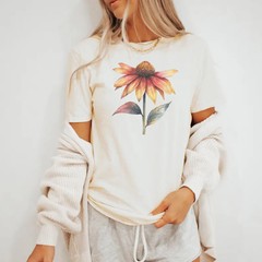 Watercolor Coneflower Comfort Tee Floral Nature Plant Graphic