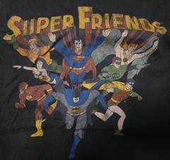 VTG DC Comics Super Friends Junk Food T-Shirt XL Superman Batman Wonder Woman