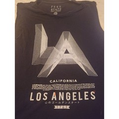 Free State Graphic Streetwear Black Tee California distressed WIP sz Large faded