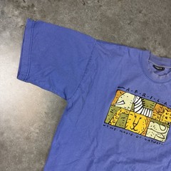 Vintage Africa T Shirt Mens XXL Blue Faded Art Preowned