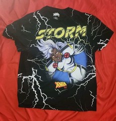 Marvel X-Men ‘97 Storm All Over Print T Shirt Size L Black Lightning Front Back