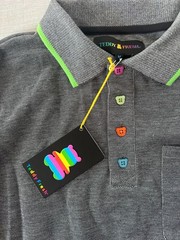 Nwt Teddy Fresh Long Sleeve Polo Shirt Gray Size M