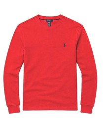 NWT – POLO RALPH LAUREN Mens Waffle Knit Thermal Long Sleeve Shirt – RED : S-XXL