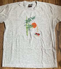 Vintage Travel Laos Don Sao Bamboo Embroidered T-Shirt Large Gray
