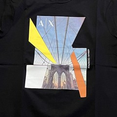 Armani Exchange Regular Fit Brooklyn Bridge Graphic Logo T shirt Black Designer