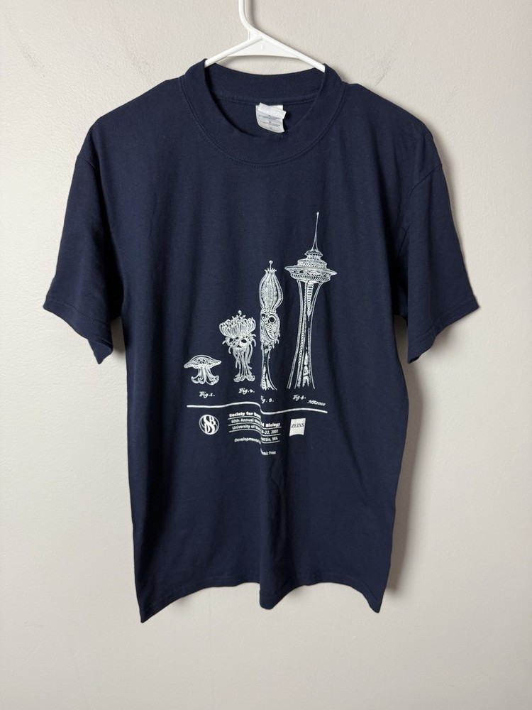 Vintage Society Developmental Biology 2001 Space Needle Men’s M Blue Shirt