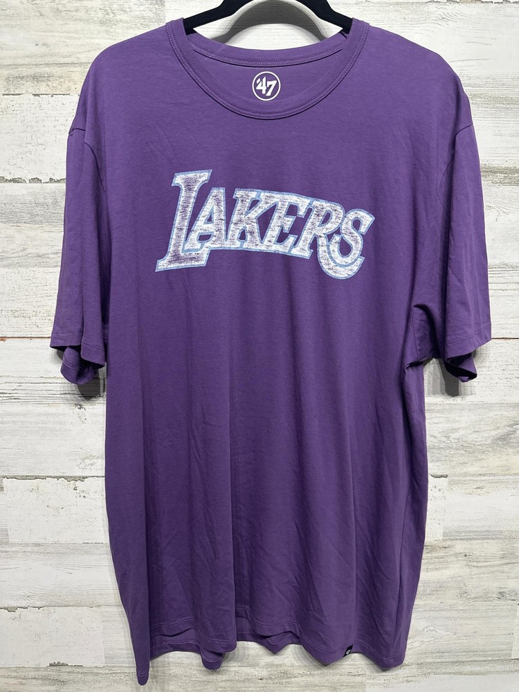 ’47 Los Angeles Lakers T-Shirt Mens XXL Purple Distressed Graphic NBA Tee EUC