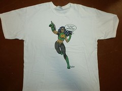 FRONTLINE FORCE T SHIRT Pristine Sexy Superhero Female M Character with Gun XL