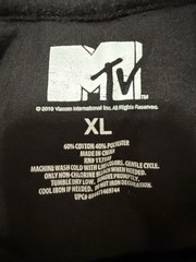 MTV Black Long Sleeve Tee with Neon Pink, Green & Purple Graphics XL Unisex