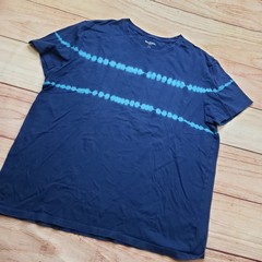 Goodfellow & Co Tie Dye T-Shirt Mens XL Navy Blue Teal Striped Short Sleeve Tee