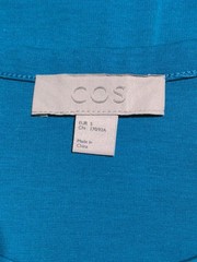 COS Men’s T-Shirt S Blue Cotton with Polyester, Elastane Basic