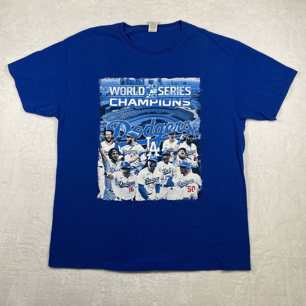 LA Dodgers Men’s Graphic T-Shirt Blue Size Large 2020 World Series Champions
