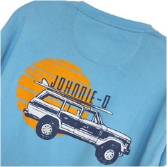 NEW Johnnie-O Graphic T-Shirt Sz L Surf Wagon Logo Tee Blue Woody Crew-neck