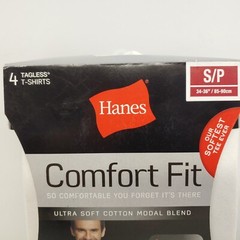 Hanes 4 Tagless T-Shirts Small 34-36″ Comfort Fit Soft White Lay Flat Collar