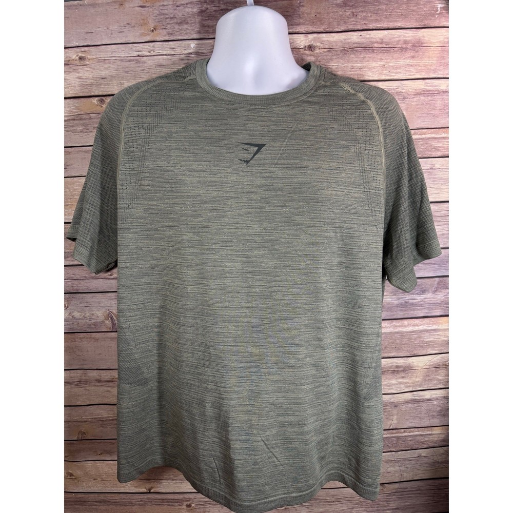 Gymshark Mens Green Graphic Workout Shirt Size Large