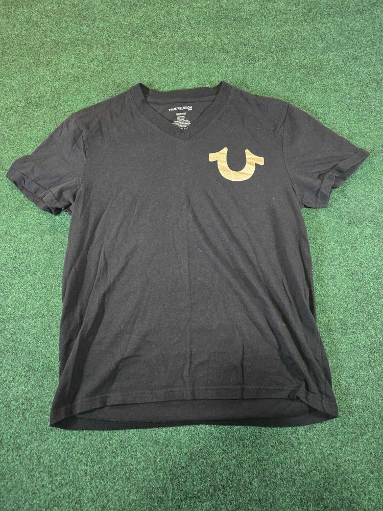 True Religion T-Shirt Black With Horseshoe Logo Adult Medium