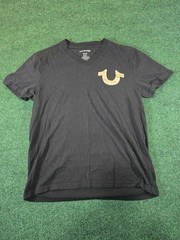True Religion T-Shirt Black With Horseshoe Logo Adult Medium
