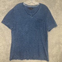 Banana Republic T Shirt Men’s Sz L Heather Blue Pocket Short Sleeve V Neck Tee