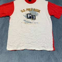 U.S. Polo Assn. T Shirt Mens Large White Red Cotton Crew Neck Graphic Print Tee